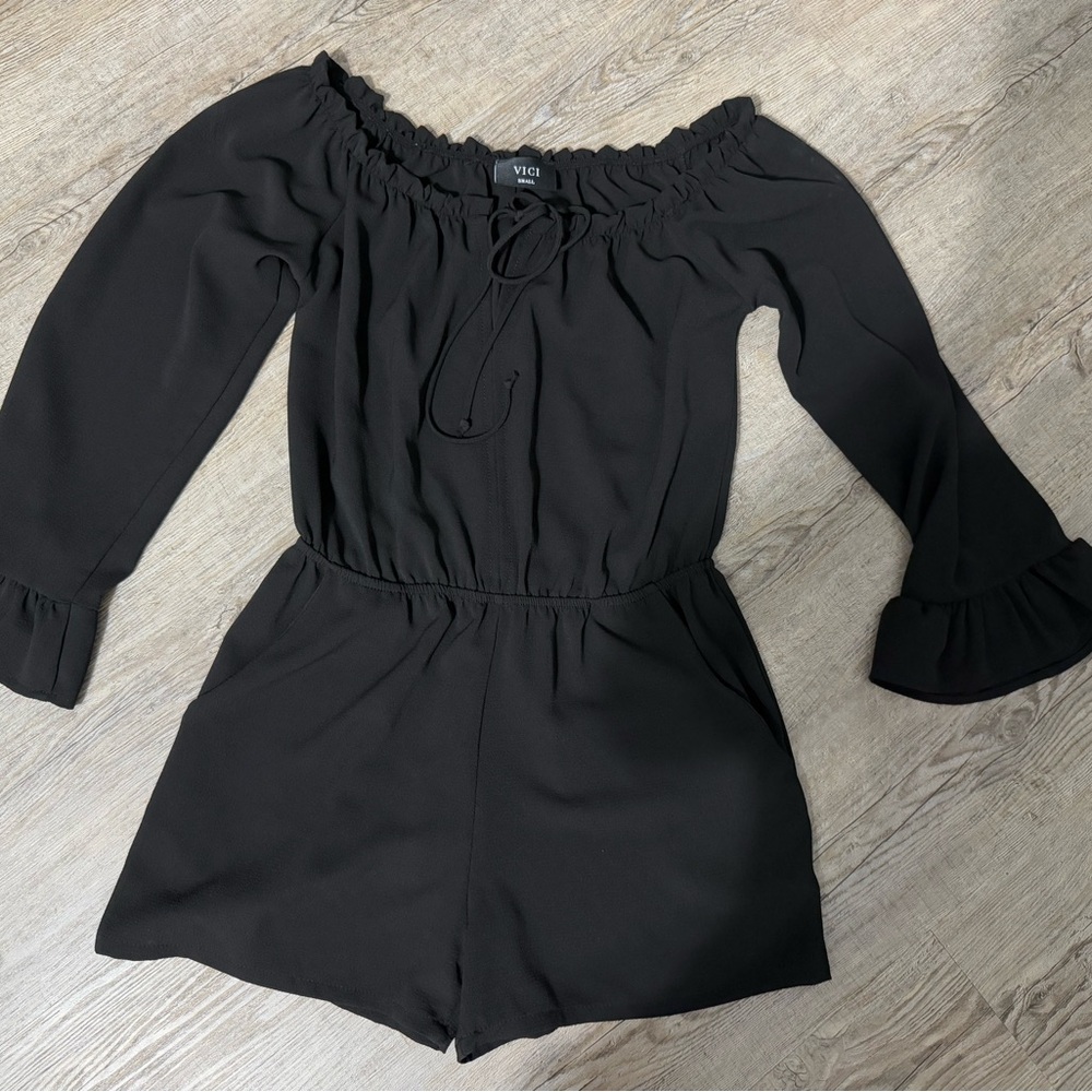 Vici Elegant Black Ruffle Romper